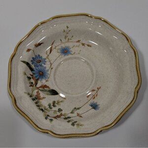 Mikasa Blue Daisies Saucer 6" Scalloped Edge Vintage Stoneware Japan